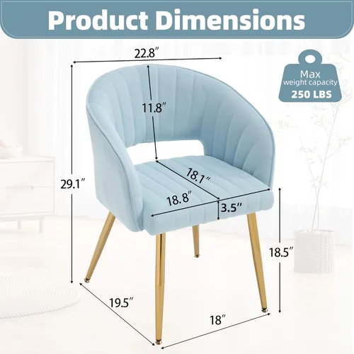 Miniatura 11 de ABET Silla de escritorio con ruedas, silla de oficina en casa de terciopelo, silla giratoria con base dorada, sillas acentuadas modernas tapizadas