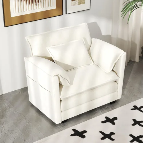 Miniatura 23 de Real Relax 145'' Sofá seccional modular, sofá convertible de 4 plazas con chenilla, 8 almohadas y 2 reposabrazos para sala de estar, oficina