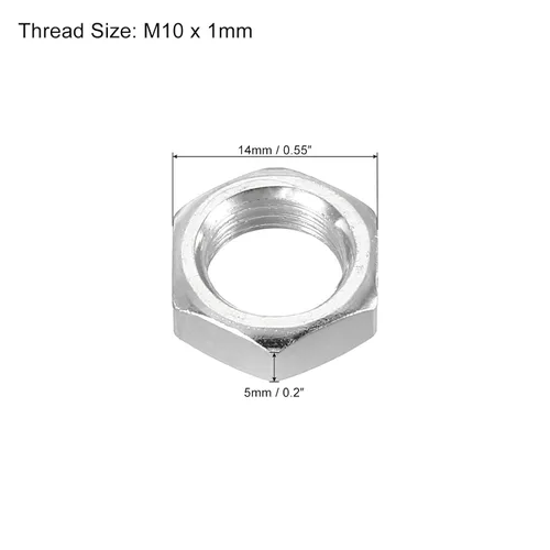 Miniatura 2 de PATIKIL Tuercas hexagonales de acero M10 x 1.0, paquete de 30 tuercas metálicas chapadas en zinc, tornillos de tuerca de 0.197 in de altura