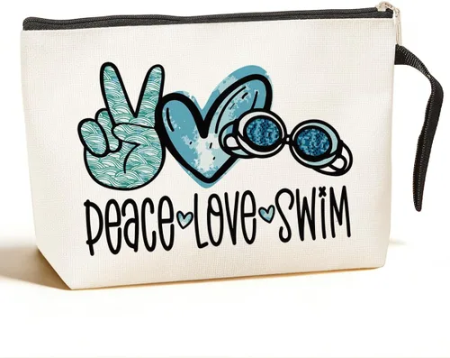 Jztco Bolsa de natación divertida, regalos de natación para equipo, regalo de profesor de natación, bolsa de maquillaje para nadador, regalo de