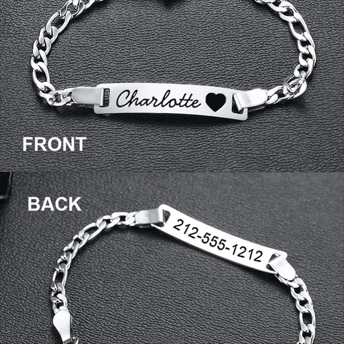 Miniatura 6 de WNNNS Pulsera de identificación personalizada con barra de nombre, regalos de joyería para bebés, niñas, niños, mamá, papá, parejas, para baby
