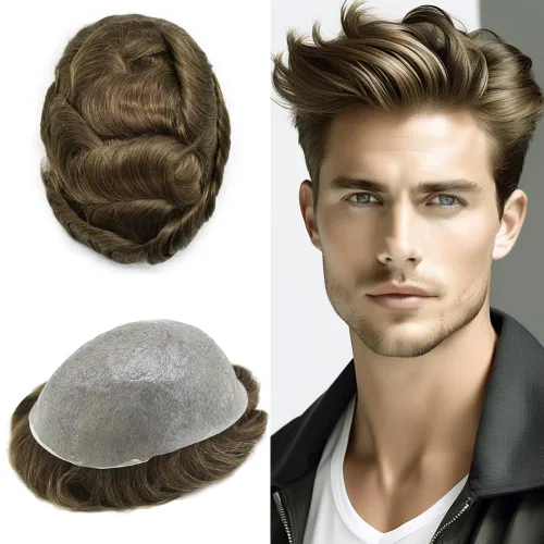 Miniatura 58 de Hombres Toupee Hair Thin Skin Men Human Hair Piece Men Toupee Cabello humano V-loop de aspecto natural Toupee Hombres Hairpiece Men Hair System