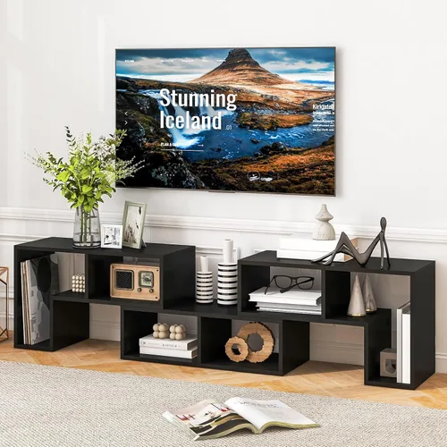 Miniatura 2 de POWERSTONE Soporte para consola de TV, centro de entretenimiento combinado de 3 piezas para TV de 50, 55, 60, 65 pulgadas, moderna estantería