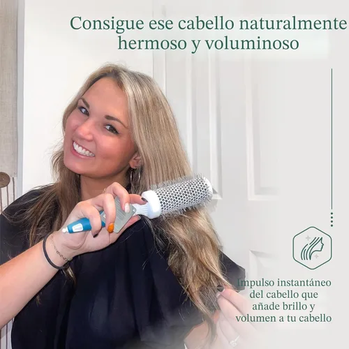 Miniatura 5 de Cepillo redondo profesional para secado por soplado, pequeño cepillo térmico iónico de cerámica para un peinado elegante y preciso con calor