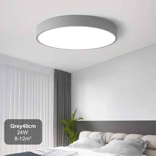 Miniatura 6 de Led Ceiling Lamp - Remote Control Light Fixture, Grey, 16" 24w Flush Mount, Suitable for Bedroom, Hallway, Balcony, Office, Bathroom - 3000k-6000k