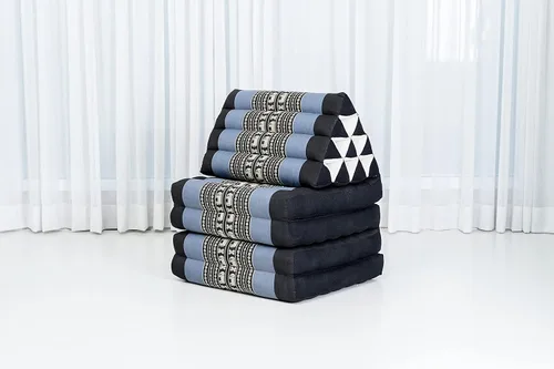 Miniatura 5 de Leewadee Cómodo colchón japonés de suelo, cama tailandesa con cojín triangular, colchón futón, tapete de masaje tailandés extra largo, 89 x 20 azul