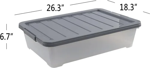 Miniatura 2 de Paquete de 3 cajas grandes de plástico de 40 cuartos de galón con ruedas, contenedores de almacenamiento poco profundos