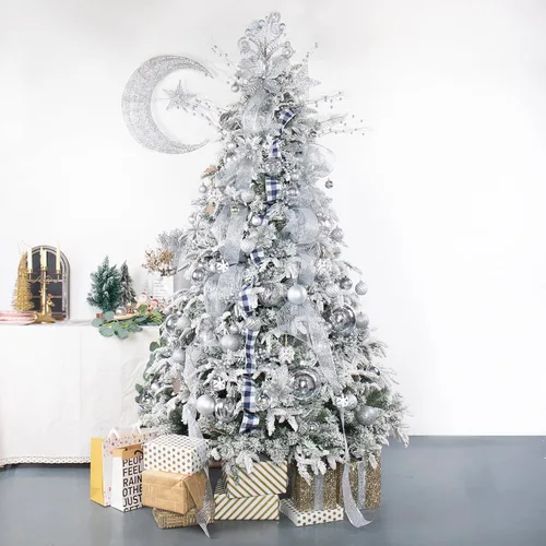 Miniatura 5 de Paquete de 100 adornos de bola de Navidad, bolas de Navidad de plástico plateado y blanco, inastillables, decoración de árbol de Navidad