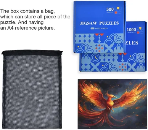 Miniatura 7 de Fire Phoenix Puzzle 1000 piezas - Rompecabezas de madera para juegos familiares - Adecuado para adolescentes y adultos