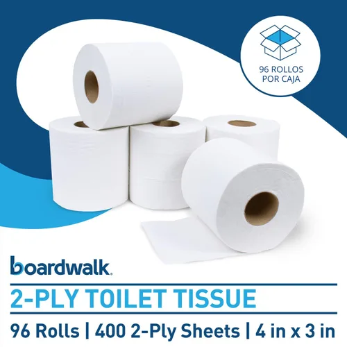 Miniatura 2 de Boardwalk B6144 2 capas de papel higiénico séptico seguro - blanco (96/cartón)
