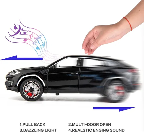 Miniatura 3 de BDTCTK 1:24 Lambo Urus Modelo de coche, Diecast Pull Back Car Toy Car, Puertas abiertas, Luz y sonido, Juguetes para niños Niños Adultos Regalos