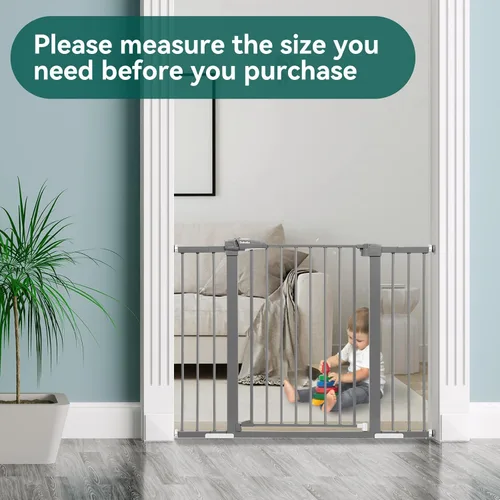 Miniatura 4 de BABELIO Extensor de puerta de metal para bebé/perro, extensión de puerta gris para mascotas de 5.5 pulgadas (5.5 in), accesorios de puerta extra
