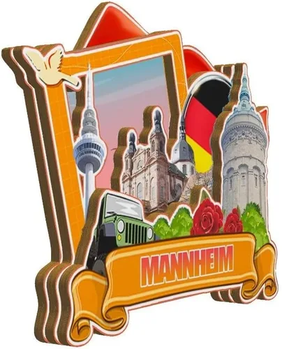 Miniatura 2 de Imán de madera para nevera de Mannheim Alemania Monumentos 3D de viaje, coleccionables, recuerdos, decoración hecha a mano -4105