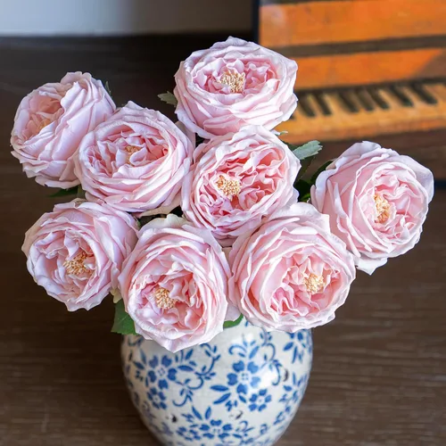 Miniatura 10 de DUYONE Fake Flowers for Decoration Home Decor Soft Touch Artificial Flowers Austin Rose Peony Latex Fake Flower Living Room Decoration Vivid Pink