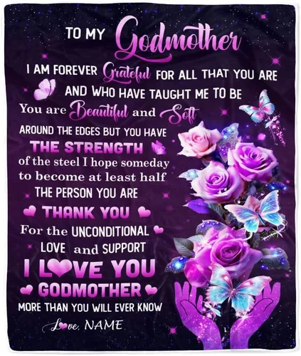 Miniatura 7 de Manta personalizada con texto en inglés «To My Godmother from Goddaughter Godson Thank You for Being My Godmother», para Día de la Madre