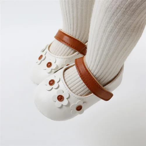 Miniatura 2 de Myleleya Zapatos planos Mary Jane para bebés y niñas con lazo y flores, vestido de princesa, para boda, zapatos de ballet antideslizantes para niños