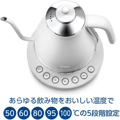 Miniatura 4 de De'Longhi KBOE1230J-W - Tetera eléctrica con función de ajuste de temperatura, 1,0 L, color blanco