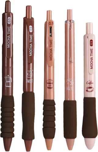 Miniatura 10 de 4 bolígrafos retráctiles estéticos de gel de agarre suave, tinta negra, bolígrafos de escritura con punta fina lisa de 0.020 in, suministros