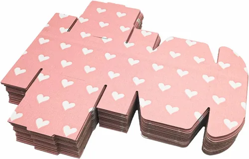 Miniatura 6 de Paquete de 25 cajas de envío con corazones rosas para bebé, cajas de cartón corrugado de kraft reciclables de 4 x 4 x 2 pulgadas, cajas de embalaje