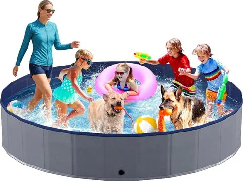 Miniatura 7 de Niubya - Alberca plegable para perros de plástico duro, bañera portátil para mascotas, perros y gatos, piscina para vadeo de mascotas