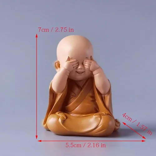 Miniatura 2 de Estatuilla de monje para decoración del hogar, estatua de Buda, figura de monje zen, lindo adorno de resina, mobiliario decorativo, arte chino