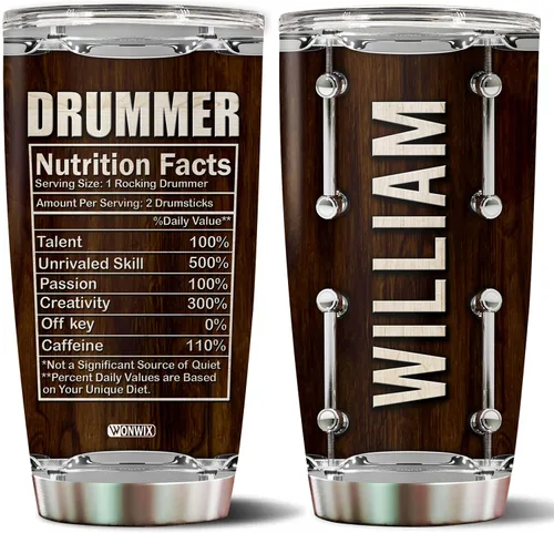 Miniatura 12 de Regalos personalizados de bajo para hombres, taza de café aislada de acero inoxidable de 20 onzas, vaso de viaje con tapa, regalo para amantes