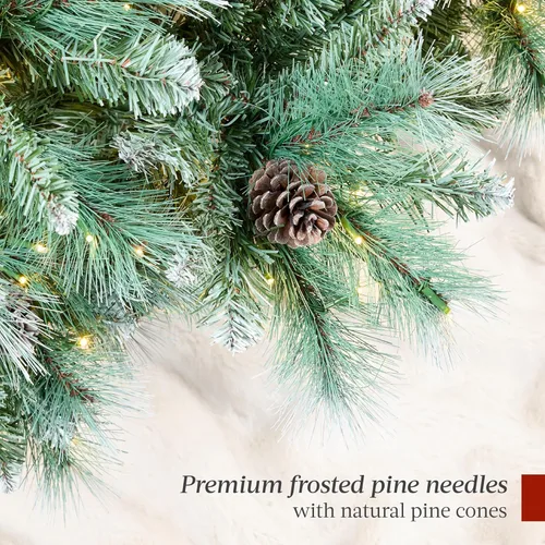 Miniatura 7 de Best Choice Products Árbol de Navidad artificial de pino escocés preiluminado de 4.5 pies, decoración festiva premium predecorada con 396 puntas