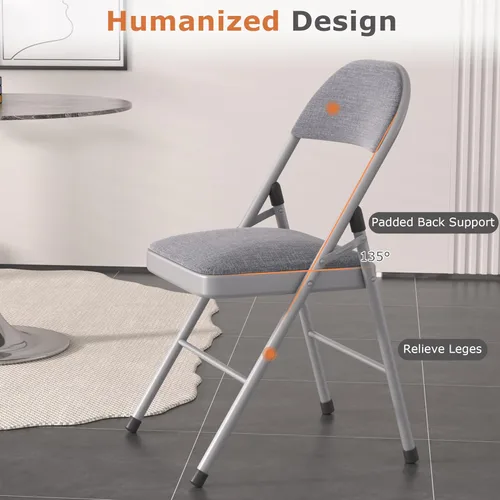 Miniatura 4 de VECELO Paquete de 4 sillas plegables acolchadas, asiento y respaldo acolchados cómodos con marco de acero, para oficina, interiores y exteriores