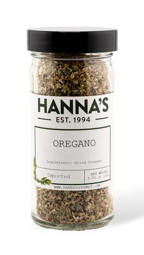 Hanna's Orégano griego, turco, hierbas, calidad premium, tarro de vidrio de 4 onzas líquidas