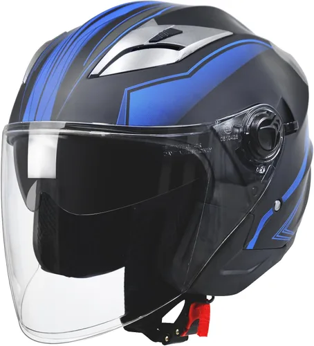 Casco para motocicleta y scooter, casco de cara abierta para adultos, con doble visera, de moda, personalidad para hombres y mujeres, aprobado por