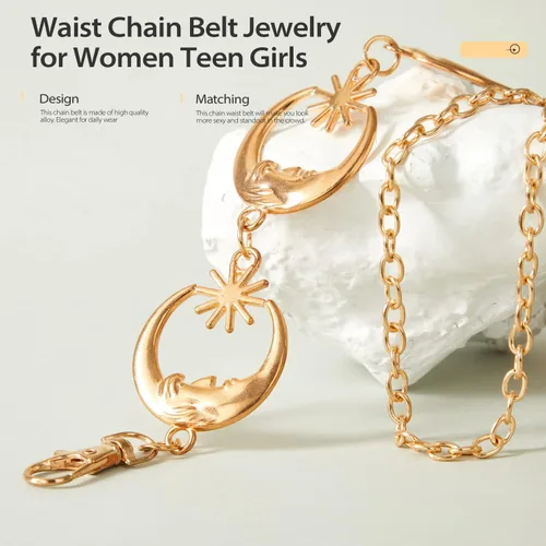 Miniatura 2 de FIORETTO Cinturón de cadena para mujer, cadena de metal para mujer, cadena multicapa para vestido