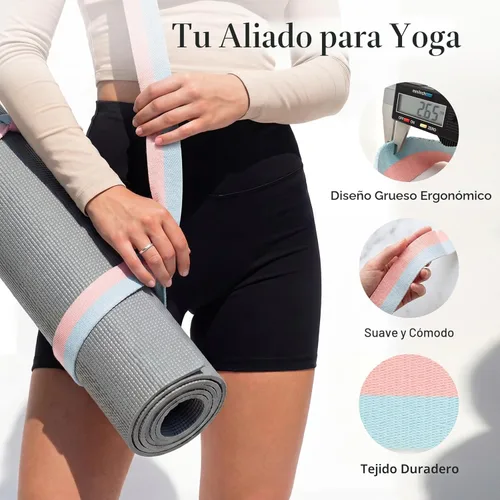 Miniatura 3 de Tumaz Correa para esterilla de yoga [alfombrilla no incluida] (2 tamaños) con textura delicada extra gruesa y cómoda, soporte ajustable para 11.