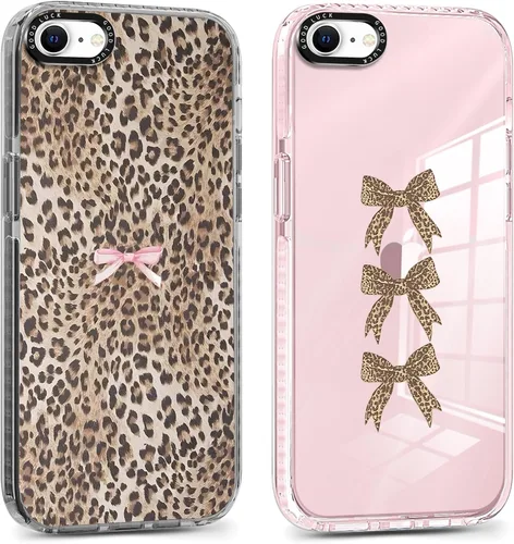 Miniatura 62 de Pack de 2 Fundas con Estampado de Guepardo para Apple iPhone 13 / iPhone 14 de 6.1 Pulgadas, Funda Transparente Linda Coquette con Patrones