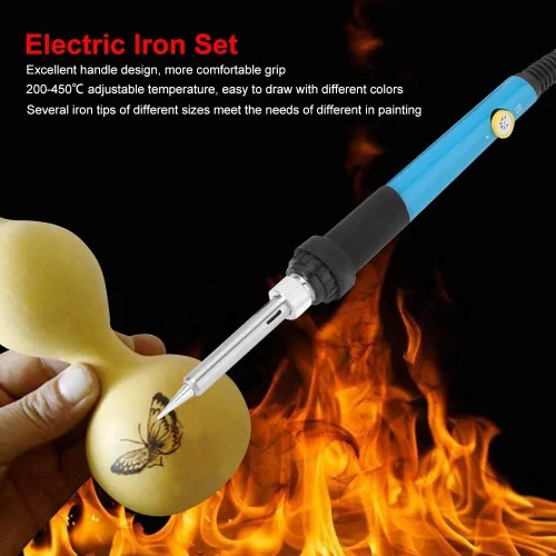 Miniatura 6 de Kit de combustión de madera, bolígrafo de pirografía con temperatura ajustable para tallado de cuero de madera, soldadura en relieve con 27 puntos