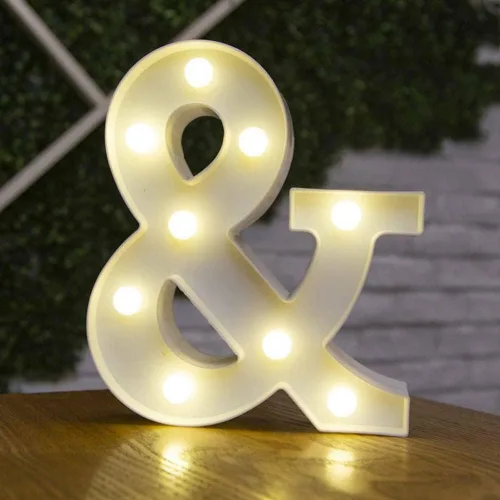 Miniatura 45 de anso Letras LED del alfabeto con números iluminados, letras de plástico blanco, decoración de pie de la A a la Z 0 ~ 9 (rosa corazón)
