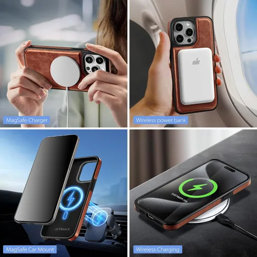 Miniatura 4 de SkyEagle Magsafe - Funda magnética 2 en 1 desmontable para iPhone 11 Pro Max con tarjetero, para mujeres y hombres, piel sintética con bloqueo RFID