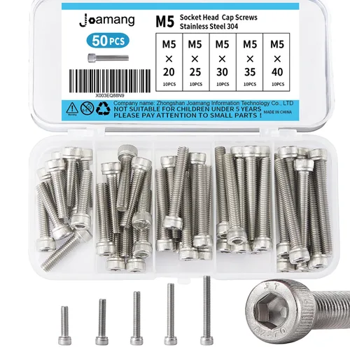 Miniatura 13 de M5 x 10 mm, 14 mm, 18 mm, 20 mm, 25 mm Tornillos de cabeza hexagonal, Acero inoxidable 304, unidad hexagonal Allen métrica, acabado brillante