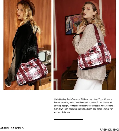 Miniatura 248 de Angel Barcelo - Bolsa de hombro amplia para mujer, diseño Hobo, cuero lavado
