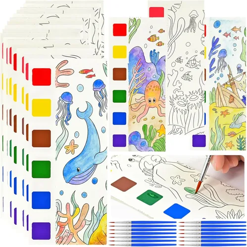 Vileafy 20 recuerdos de fiesta bajo el mar para niños de 4 a 8 años, marcadores de bolsillo para pintura de acuarela DIY -pintura con agua, mini