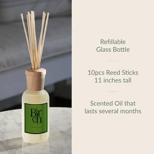 Miniatura 3 de Archipelago Botanicals Difusor de caña de abedul Incluye aceite de fragancia, tapa de madera decorativa y 10 varillas difusoras Perfecto