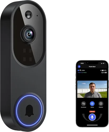 Guggre Cámara de timbre de video inalámbrico 1080P, visión nocturna, almacenamiento en la nube (se vende por separado), solo Wi-Fi de 2.4 GHz,