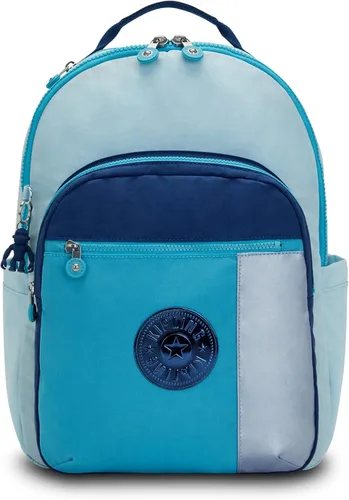 Miniatura 66 de Kipling Seoul - Mochila grande metálica para portátil de 15 pulgadas, Agua (Aqua Flowers)