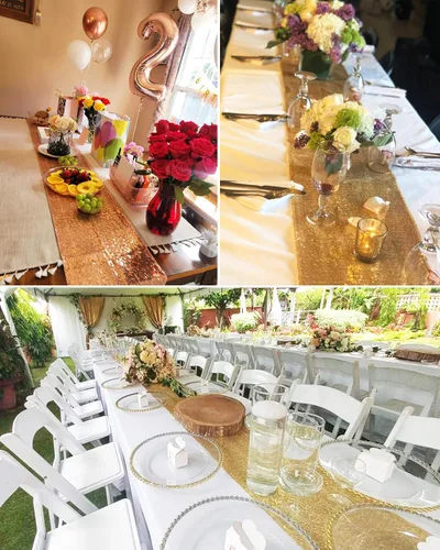 Miniatura 9 de Paquete de 10 caminos de mesa de lentejuelas verdes de 12 x 72 pulgadas para fiestas, bodas, aniversarios, cumpleaños, banquetes, compromisos