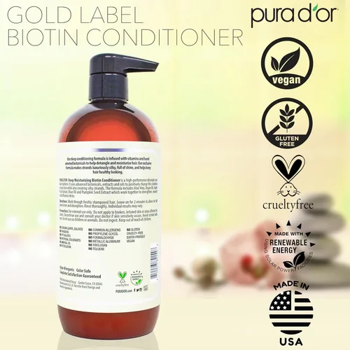 Miniatura 6 de PURA D'OR Acondicionador de biotina hidratante profunda espesa, suaviza e hidrata el cabello seco, encrespado y dañado con aceite de argán