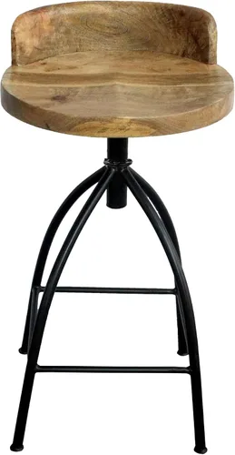 Miniatura 7 de TUP THE URBAN PORT Pia Taburete de altura de mostrador de estilo industrial de 25 a 31 pulgadas con asiento giratorio ajustable, marrón, negro