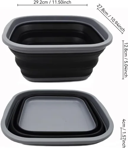Miniatura 2 de SAMMART Tina plegable de 5.5 L (1.4 galones) - Tina plegable - Lavabo portátil - Tina de plástico que ahorra espacio (gris oscuro/negro, 1)