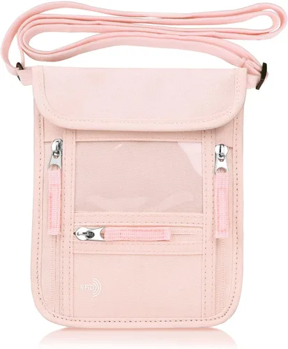 WALNEW Cartera de viaje para pasaporte para mujeres y hombres, bloqueo RFID, cartera delgada de viaje con correa de cordón para el cuello