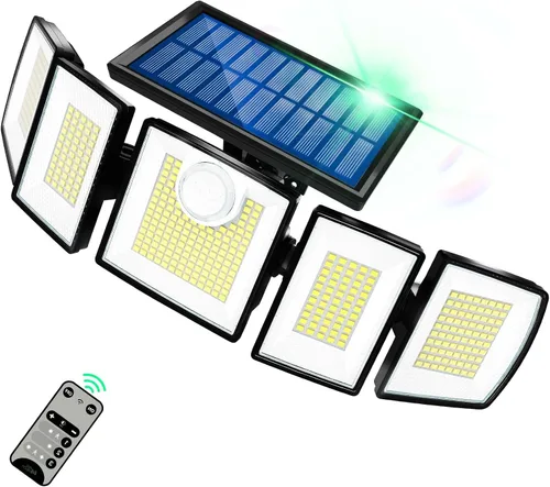 MDCMDCM Luces solares al aire libre con sensor de movimiento - 3000LM con cable de 16.4 pies 3 niveles de brillo 3 modos, luces solares de seguridad