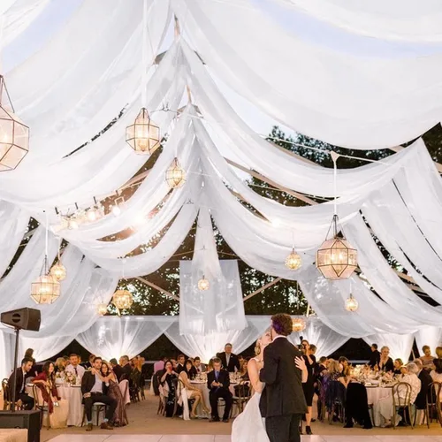 Miniatura 47 de 6 paneles de cortinas blancas para techo de boda, cortinas de techo de 5 x 10 pies, cortinas de tela transparente para arco de boda, cortinas