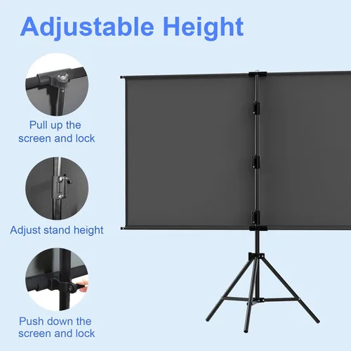 Miniatura 3 de Pantalla de proyector con soporte de 100 pulgadas, pantalla de proyección para interiores y exteriores con respaldo negro, pantalla de trípode 16:9